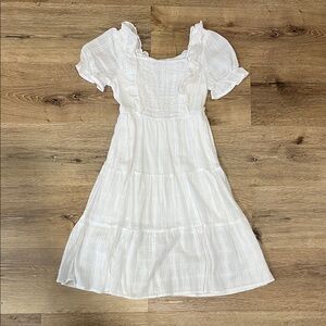 Hayden Girls White Ruffle-Trim Smocked Casual Dress